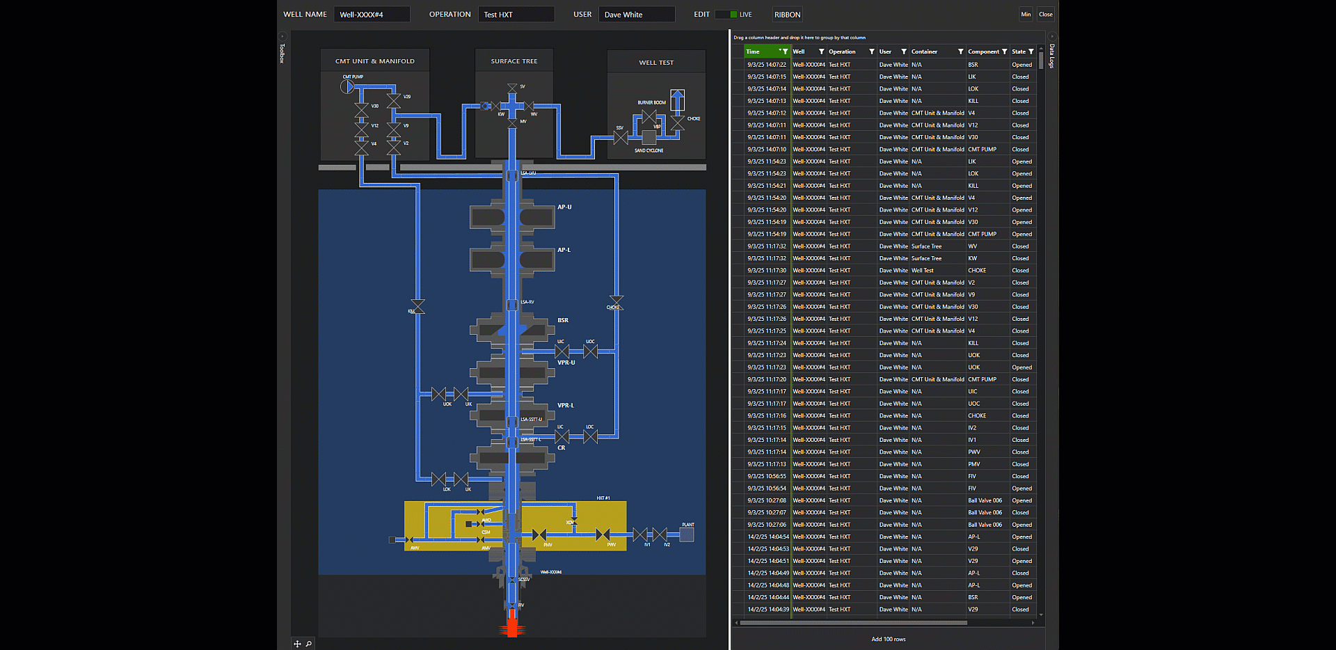 Valve changes landing in the data log